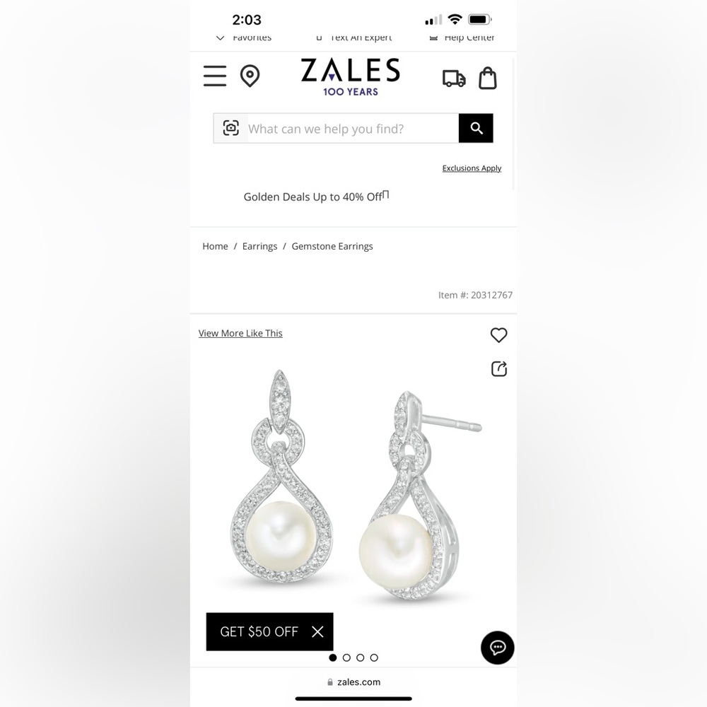 Freshwater Pearl & White Sapphire Drop Earrings in Silver